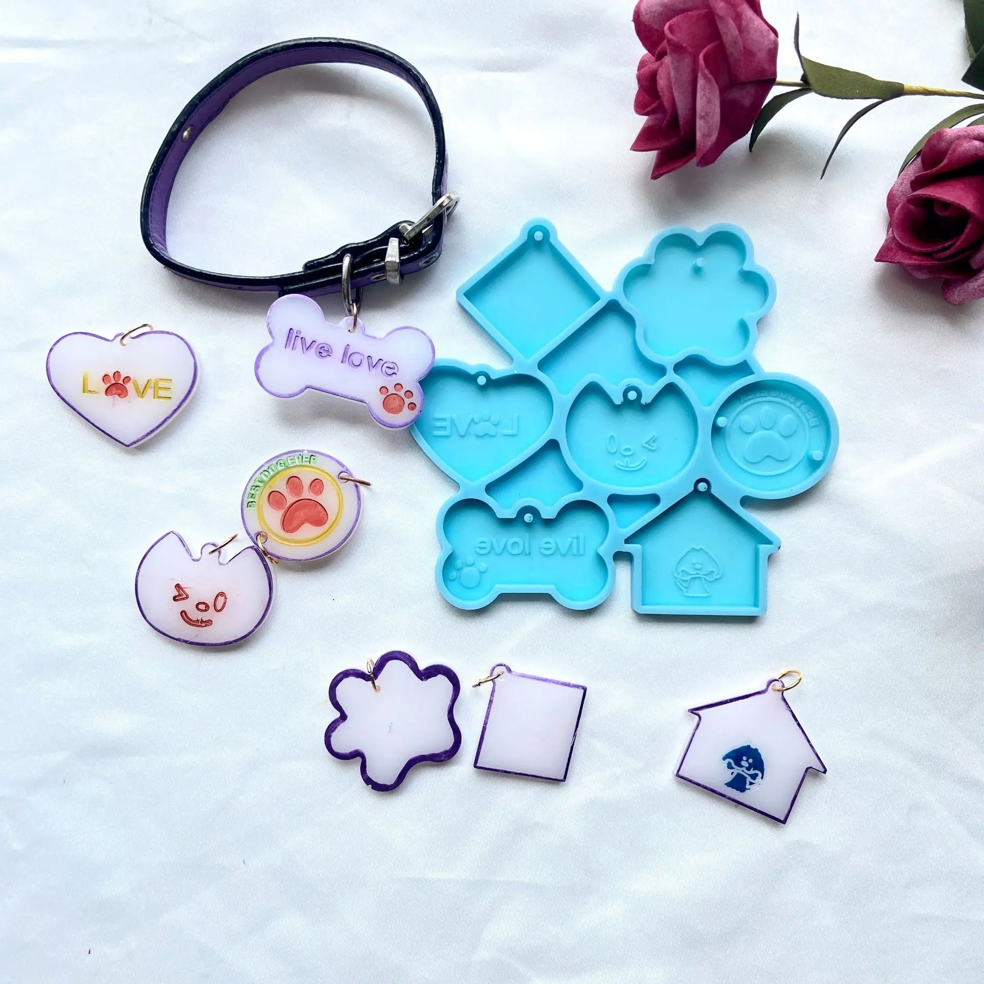 

DIY Pet Series Epoxy Silicone Mold Handmade Casting Jewelry Pendants Listing Keychain Decoration Craft Silicone Mould For Resin