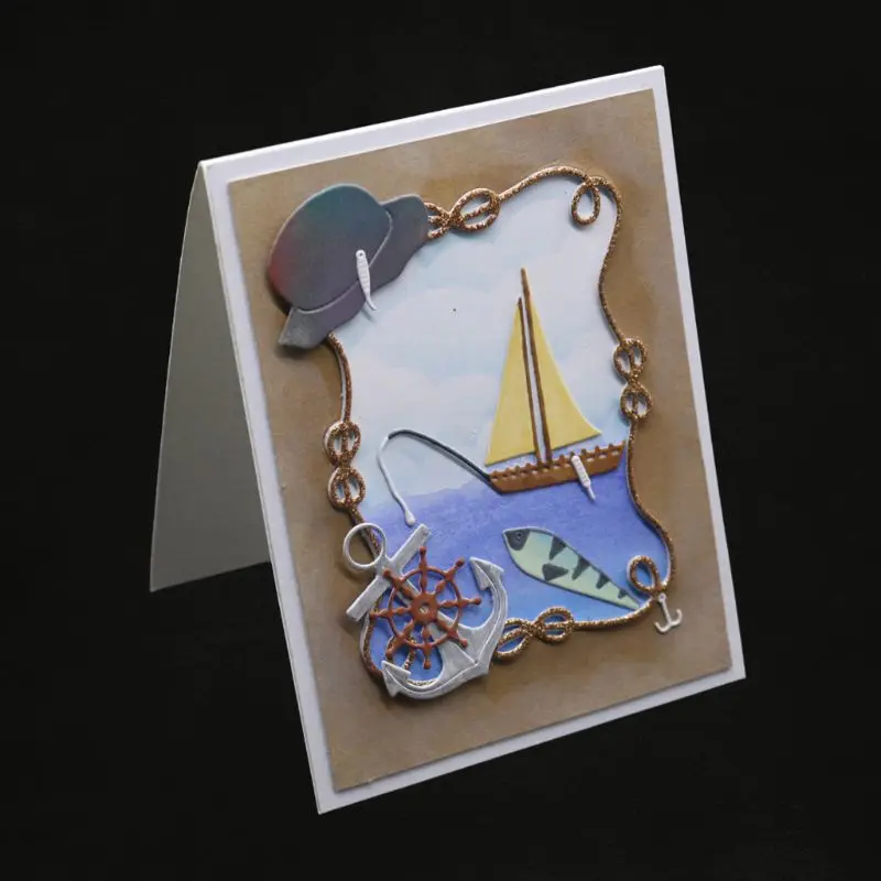 Морской металлический Трафаретный вырубной штамп трафарет для скрапбукинга