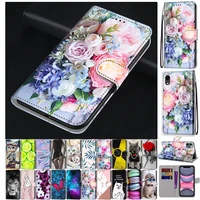flip case for huawei y5 prime y6 prime y7 prime pro 2018 2019 2017 y5 case leather wallet book cute anime flower cat phone cover