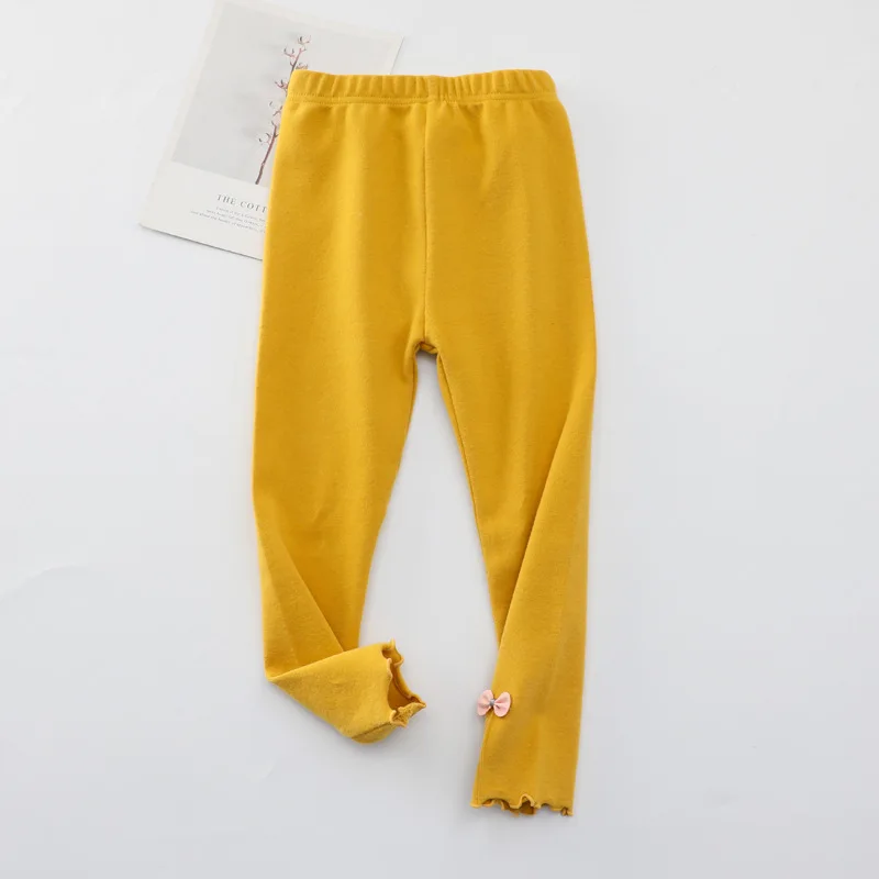 

Keelorn Baby Girls Solid Leggings Mid Waist Spring Cute Bowknot Pants 2021 Fall Cotton Children Loose Long Trousers