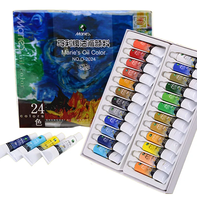 

12ML 24 Colors Pigment Oil Paints Tube Oil paint Set For Oil Painting Oil Colors For Artist Students Drawing Tools Art Supplies