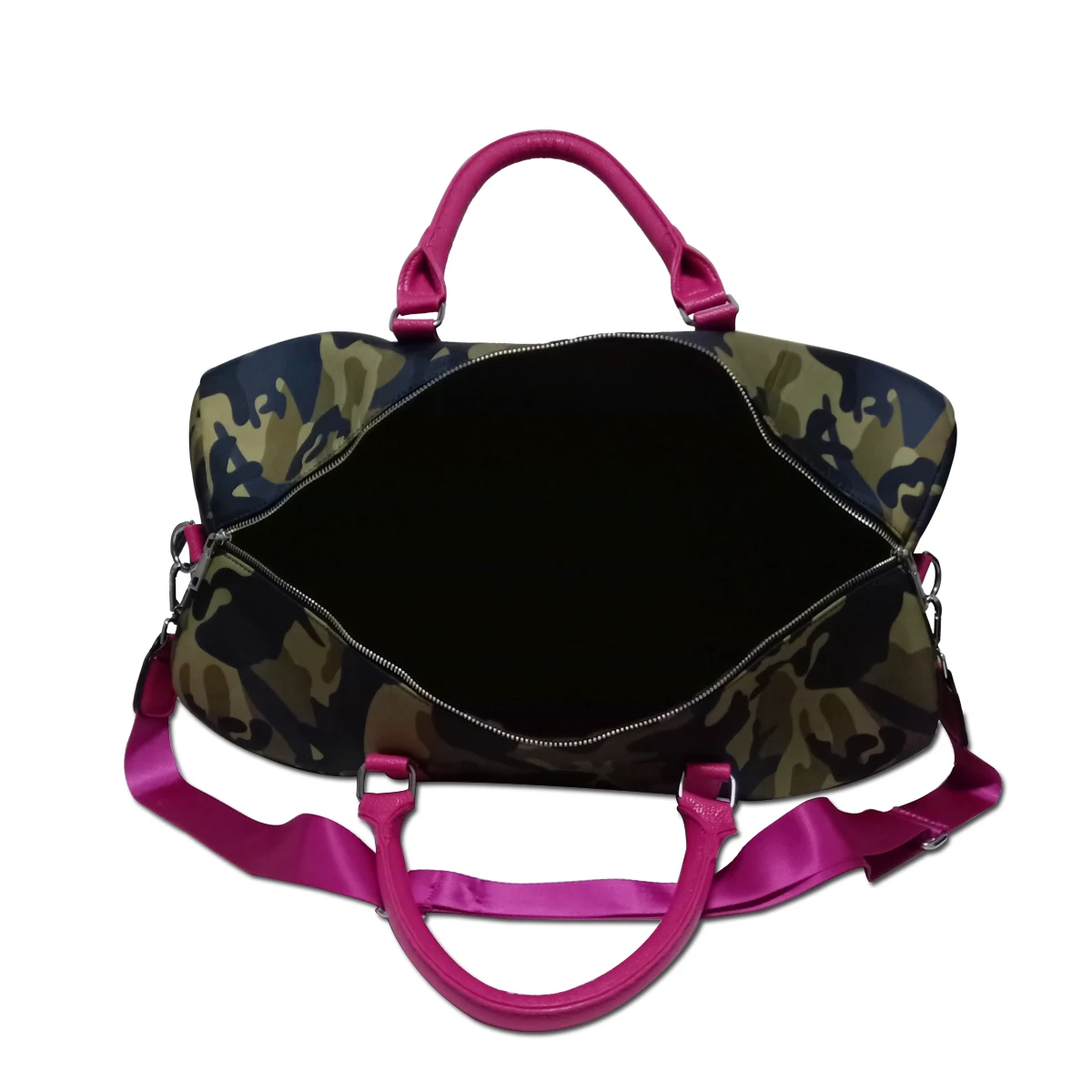 2022 New Arrival Retail Weekender Bag Camouflage Nylon Duffle Tote With Pink Handles DOM1031065 Larege Travel Bag For Traveling