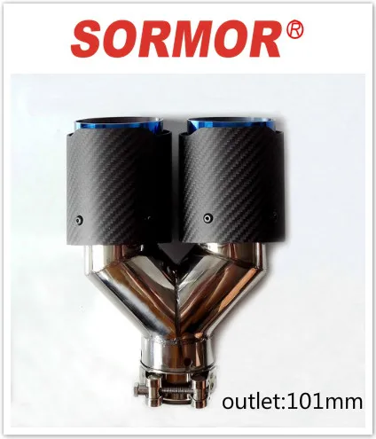 

SORMOR outlet 101mm car accessories H style matte black Model Dual universal Auto exhaust tip Double end pipes universal