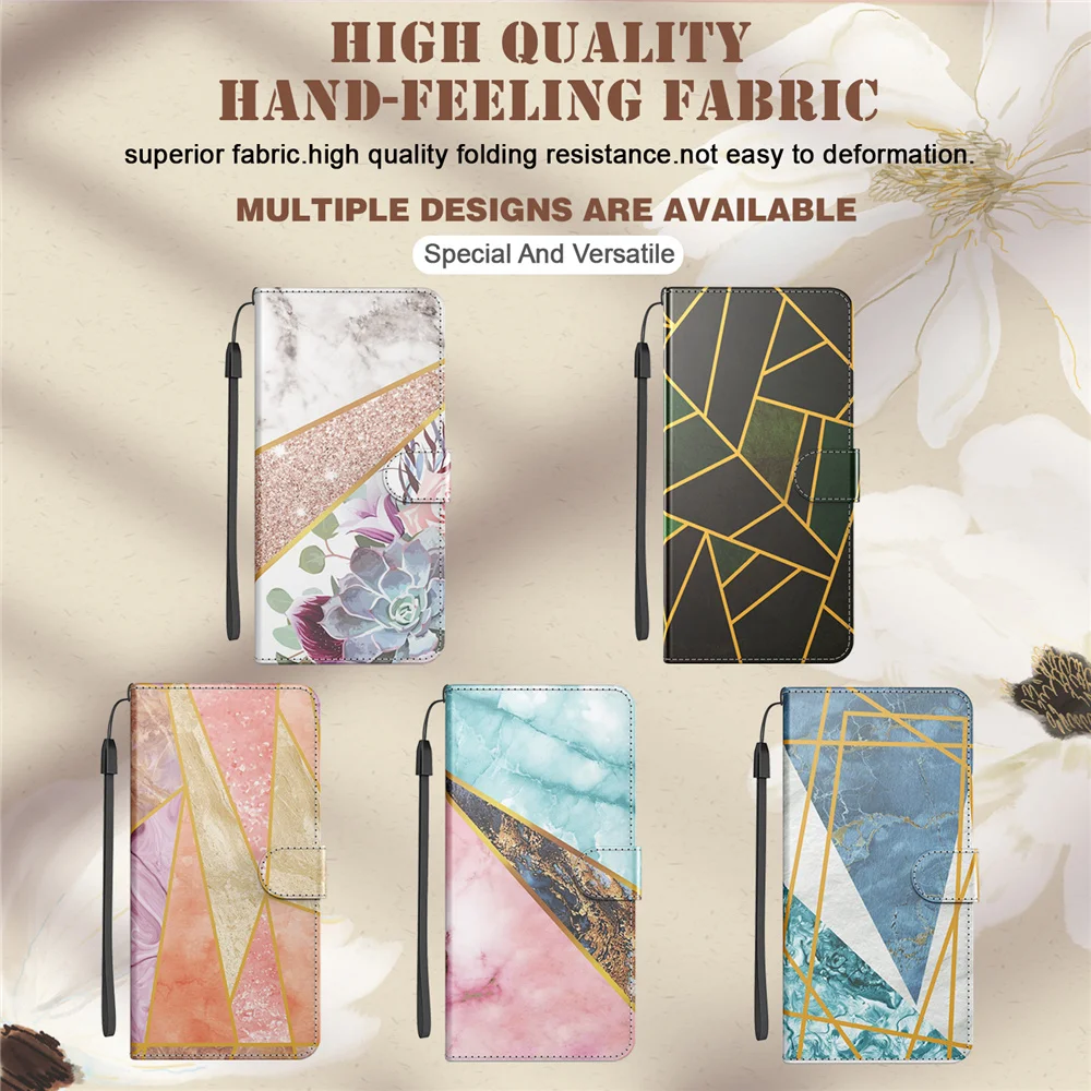 

Luxury Leather Marble Lanyard Case For Xiaomi Redmi Note 9 Pro Max Flip Card Slots Stand Magnetic Wallet Phone Bags Cover Coque