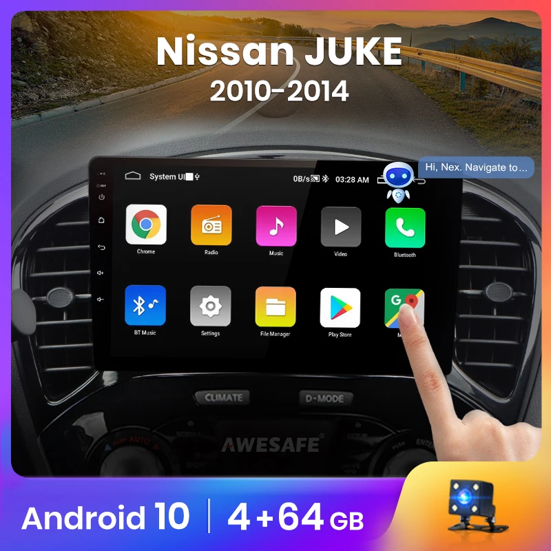 Автомагнитола AWESAFE PX9 мультимедийный видеоплеер с GPS навигацией DVD Android 10 для Nissan