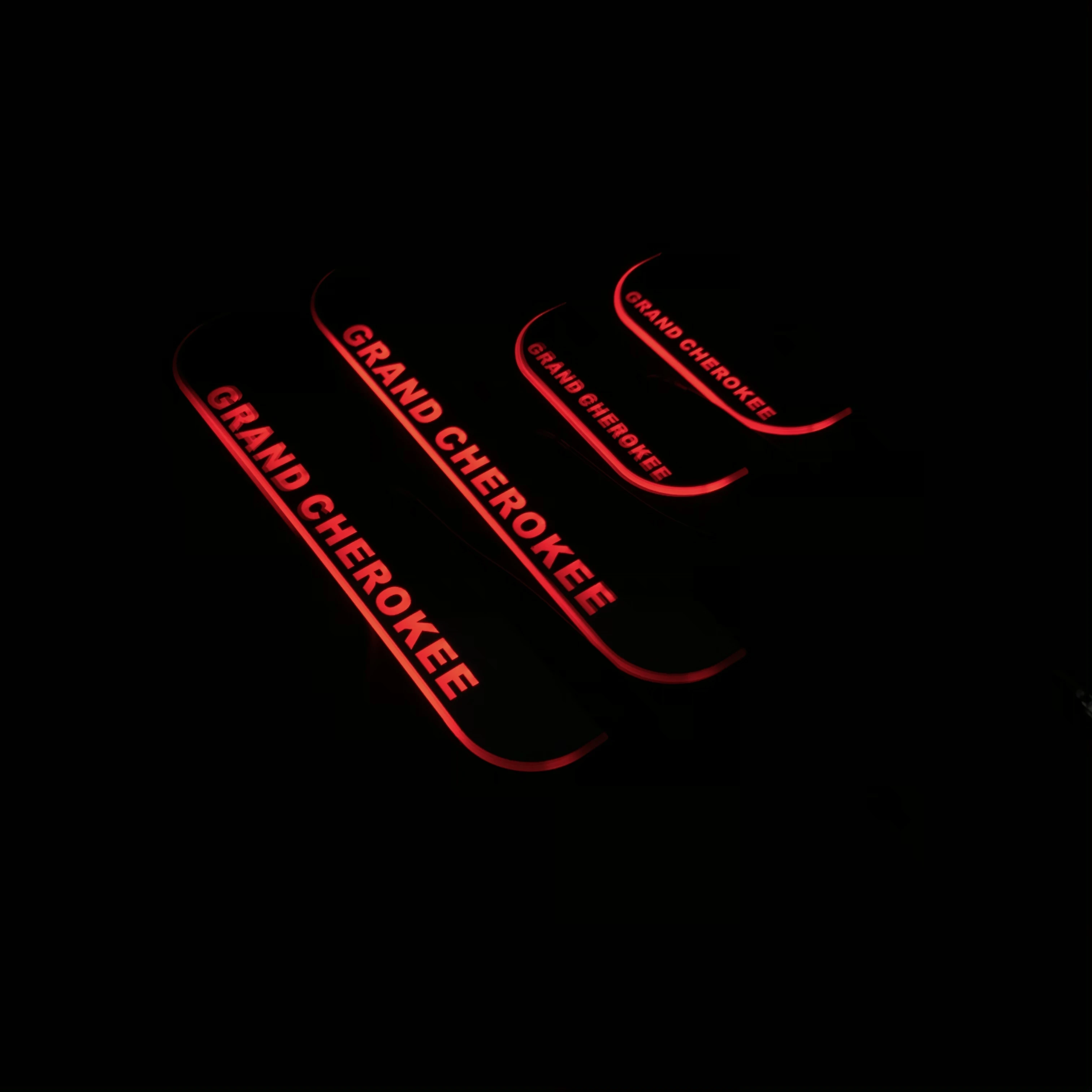 

LED 4PCS acrylic mobile LED welcome scooter wear plate door sill frame path light for Jeep Grand Cherokee Flow/fixed light