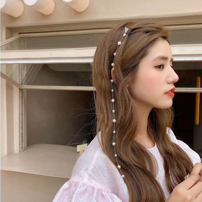 

20pcs/lot Butterfly Pearl Tassel Small Grasping Hair Clip Simple Temperament Small Fresh Invisible Streamlined Braided Hair