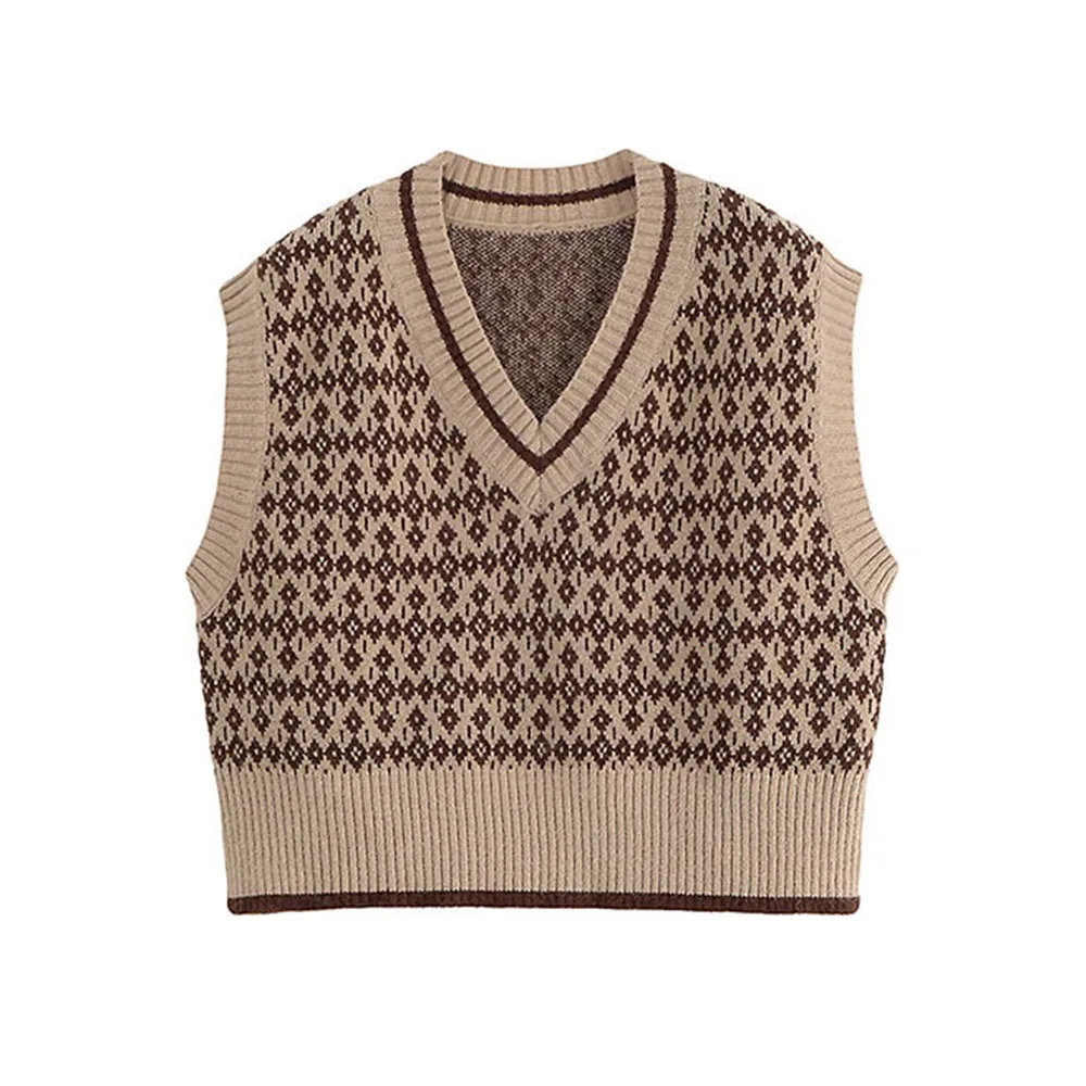 

2021 New Autumn And Winter Women's Japanese Folding Sleeveless Knitted Vest Sweater Vest French Small Waistcoat Over Vest