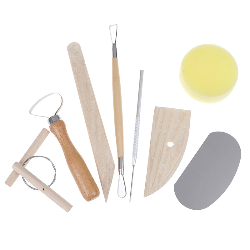 

8pcs Pottery Clay Tool Set Pottery Ceramics Molding Tools Wood Sponge Tool