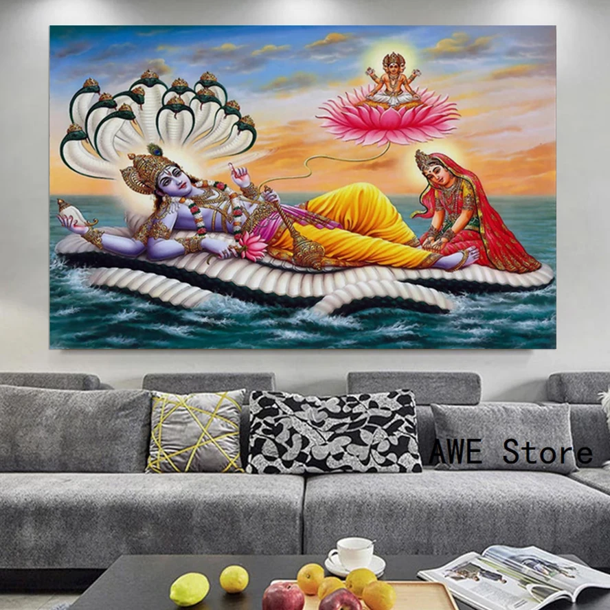 Лорд Вишну на море индийский индуийский Бог богиня гостиная домашнее искусство