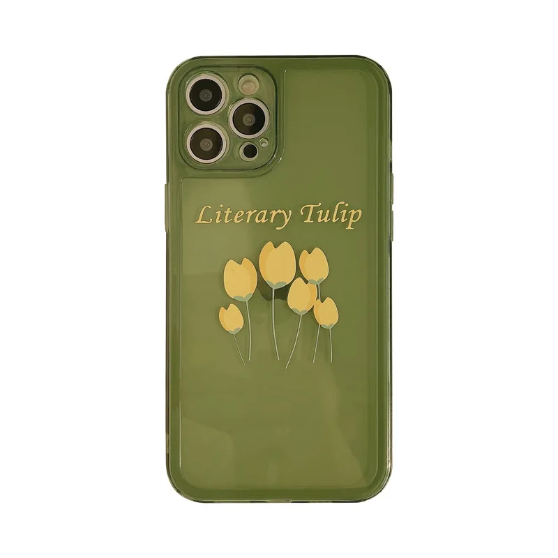 

Tulip iPhone 12 Apple phone case 12pro max all-inclusive 11 new green X/7/8plus