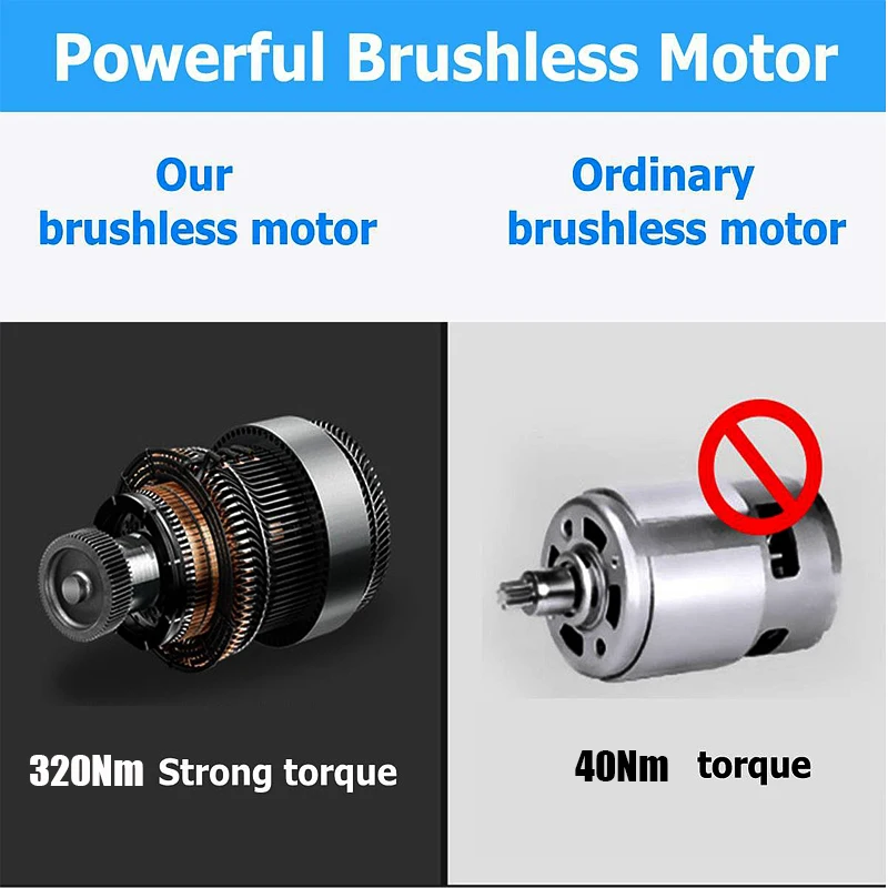 

Brushless Electric Impact Wrench Wrench Socket Power Tools Lithium-Ion Battery 6000rpm 88VF Torque