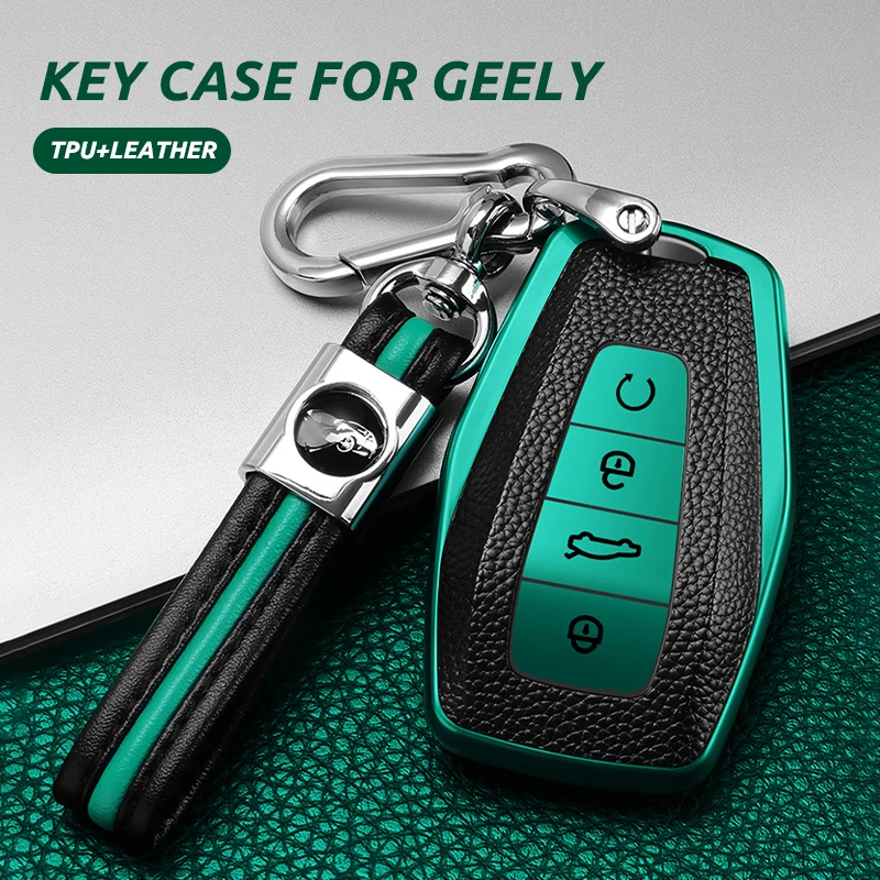 

TPU+PU Car Remote Key Cover Case Shell For Geely Coolray Atlas Boyue NL3 Emgrand X7 EX7 SUV GT GC9 Borui Key Protection Holder