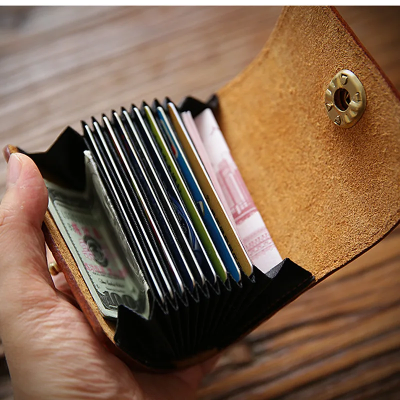 

Для мужчин карты сумка растительного дубления кожи головы небольшой пряжкой карты сумка большой Ёмкость кожа высокого Класс держатель для ...