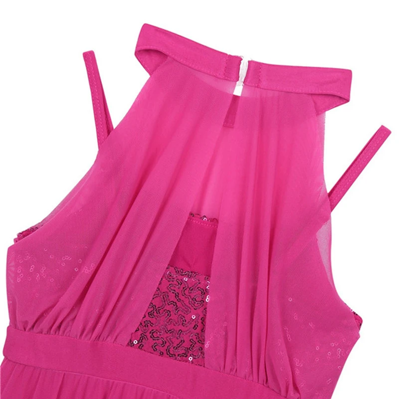 Детское платье без рукавов для девочек с воротником стойкой блестками трико