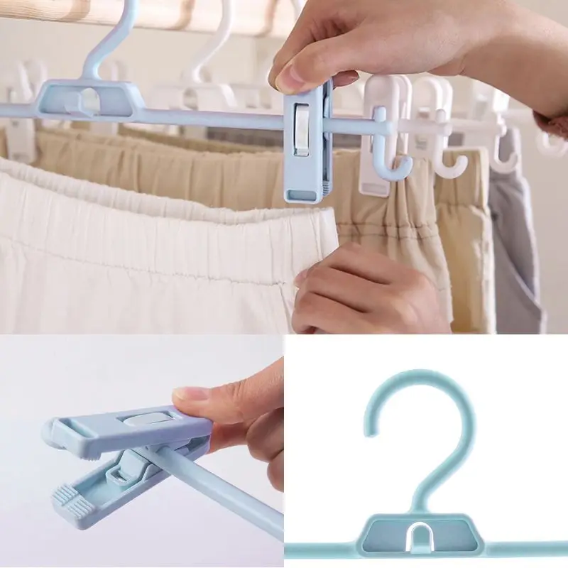 

5pcs Stackable Hanger Rack Strong Plastic Pants Trouser Skirt Add-On Hanger with Adjustable Clip and hook Non Slip