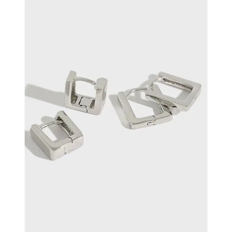 

Модные серьги-кольца для женщин 925 серебро ювелирные украшения квадратной формы мочки уха пирсинг уха аксессуар Повседневный Спортивный Бр...