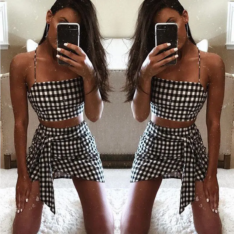 

Arrival Ladies Summer Women Bodycon 2 Piece Crop Top Skirt Outfit Set Party Club