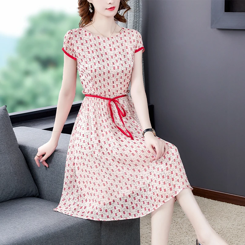 Платье для женщин Лето 2020 новое платье с коротким рукавом женское шифоновое в