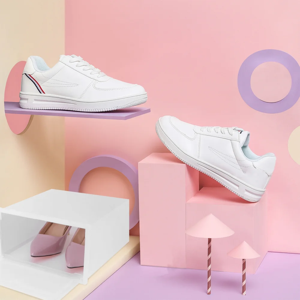 

12PCS Thicken Shoes Box Transparent Stackable Shoes Storage Box Shoe Container - Size (White)