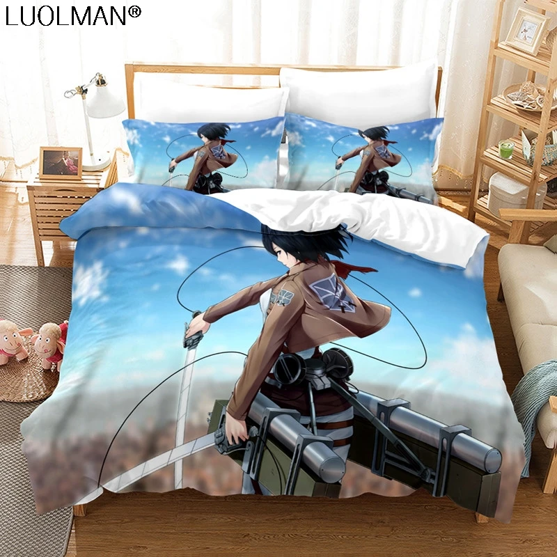 

Anime Attack on Titan 3D Printed Bedding Set King Duvet Cover PillowCase Comforter Cover Adult Kids Bedclothes Bed Linens set