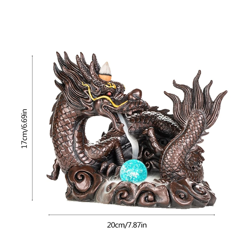 

Backflow Incense Burner Vintage Incense Holder Waterfall Dragon Antique Home Decor Aromatherapy Ornament