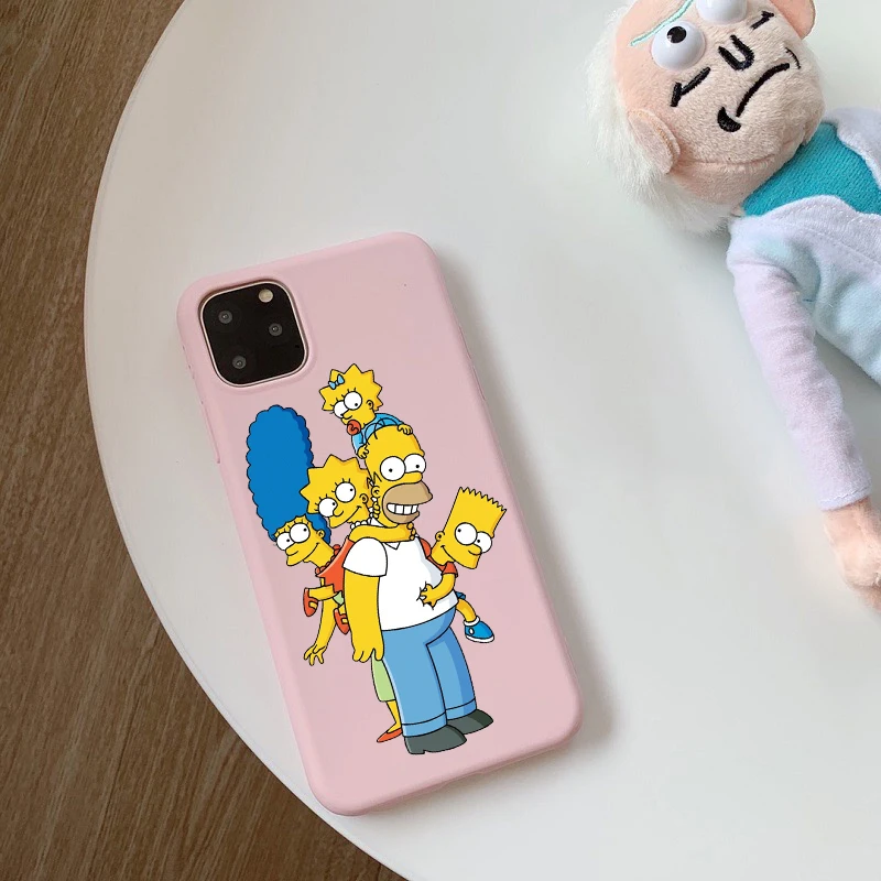 

Cartoon Simpsons Candy color TPU soft Phone Case for iphone 12mini 7 8 Plus 12pro Silicone Cover For iPhone 11 Pro MAX X XS MAX