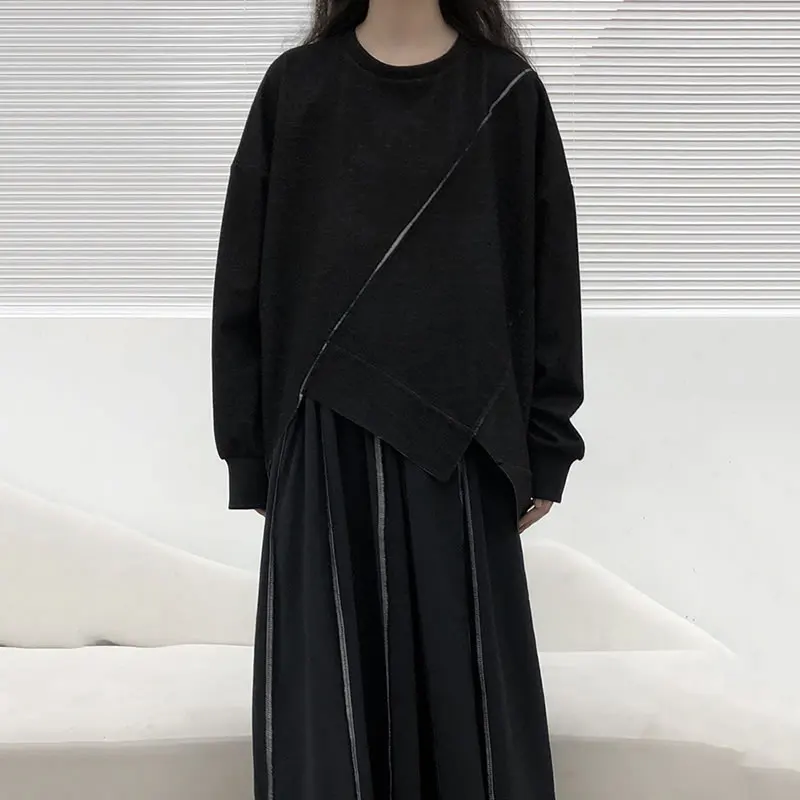 

XITAO New Casual Loose Women Sweatshirt Solid Color Splicing Zippers Irregular Pullover Top 2021 Spring Autumn All-match ZY5864