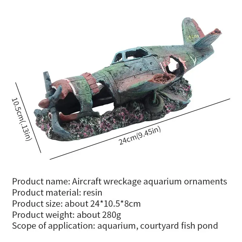 

Aquarium Decoration Fish Tank Ornament Underwater Wreckage Resin Craft Fish Tank Artificial Plane Wreckage Aquarium Landscape