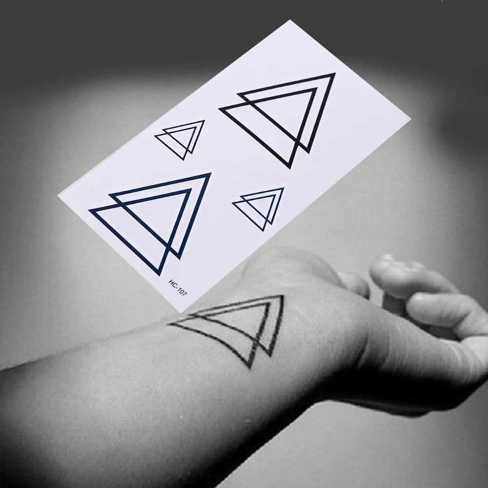 

Body Arm Men Fake Tatoos Waterproof Temporary Sticker Geometric Planet Jellyfish Tattoo Black Triangle sexy clavicle Hand Arm