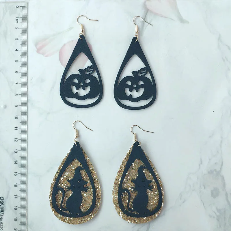 Крутые серьги на Хэллоуин для женщин и девушек креативные кожаные с тыквой лидер