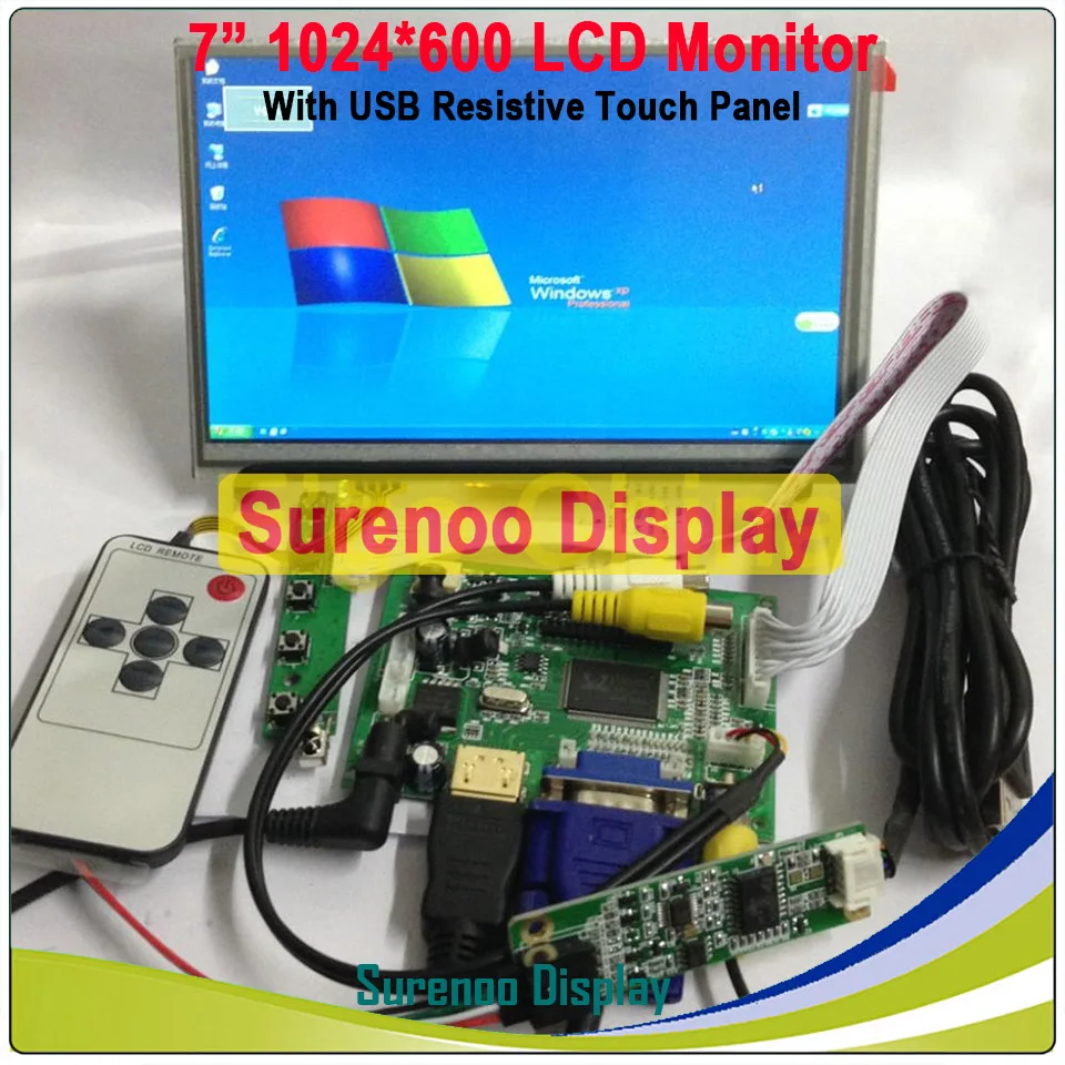 7 &quot1024*600 ЖК дисплей модуль Дисплей монитор Экран + совместимому с HDMI/VGA/2AV доска
