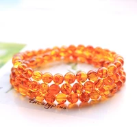 natural piebald amber round beads 3 laps bracelet 6mm yellow amber necklace women men healing stretch jewelry aaaaa