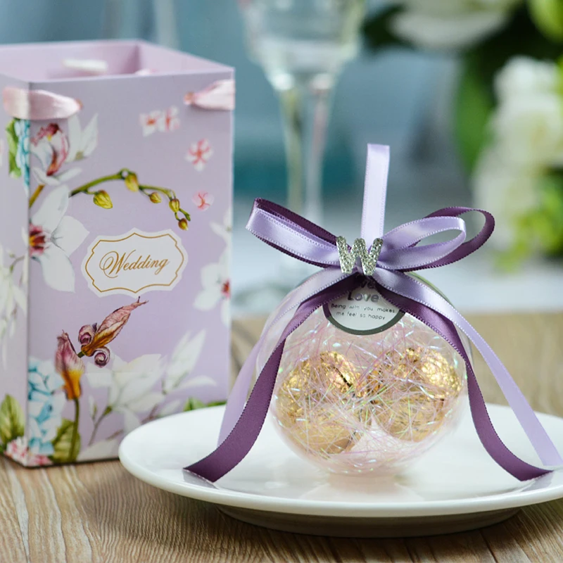 30 шт. милая прозрачная коробка конфет круглый хрустальный шар с бумажным мешком