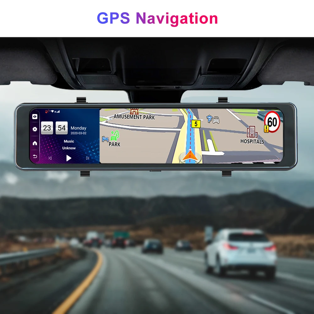 Русский язык Зеркало-видеорегистратор ANTCAM 12 дюймов 4G Android 8 1 GPS-навигация 2 Гб ОЗУ 32