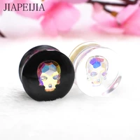 multicolor skull acrylic ear tunnels plug and gauges ear stretcher expander earring piercing 8 25mm