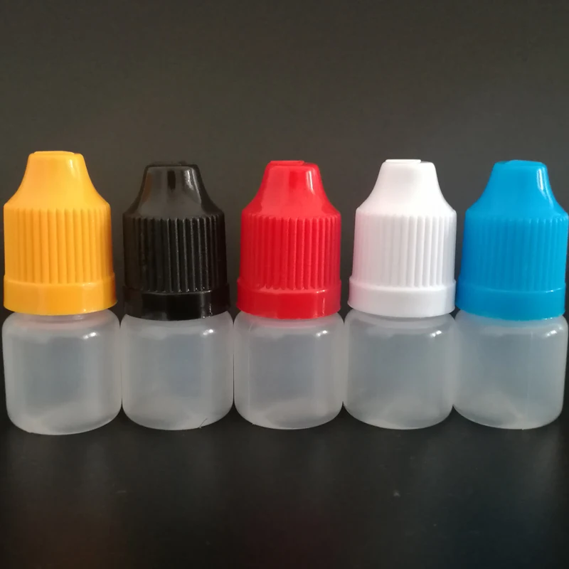 500pcs 3ml PE Soft Plastic Dropper Bottle Empty Container For Liquid Squeeze Dropper Vail With Childproof Caps