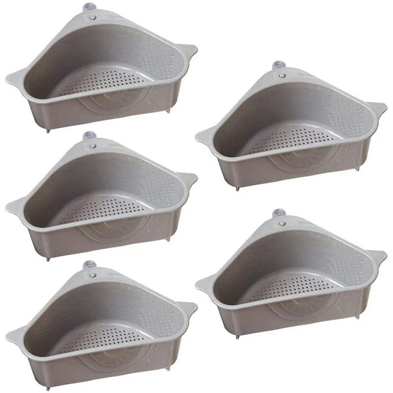 

1 Set Of 5 Drain Racks, Hanging Sink Corner Basket Drain Rack, With Suction Cup, For Kitchen And Bathroom