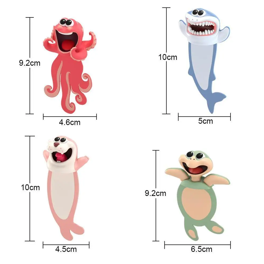 

3D Ocean Animal Stereo Bookmarks Creative PVC Cartoon Funny Student For Book Cat Stationery Octopus Bookmark School Cute Tu W9B7