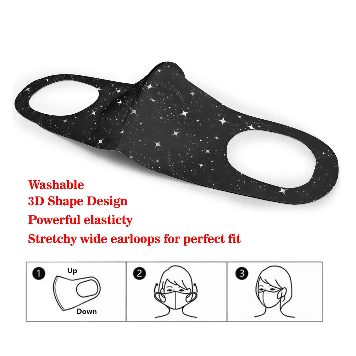 

Dust Mask Black Star Fabric Preview Mouth Face Cover Respirator for Adult Kid Washable Reusable Anti Pollution