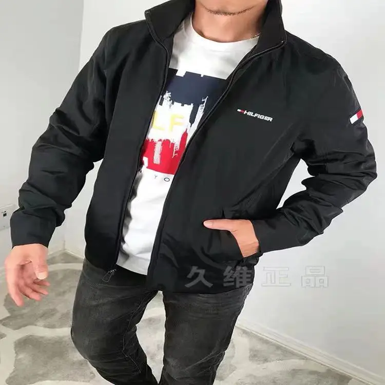 

New fashion brand Tommy men's Woven stand collar zipper jacket Baseball Jacket