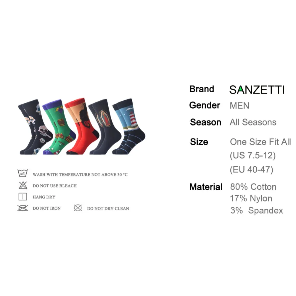 SANZETTI, 5 пара/лот, мужские повседневные носки из чесаного хлопка, носки для свадебной вечеринки, Веселые носки в стиле хип-хоп, новинка, яркие носки в клетку