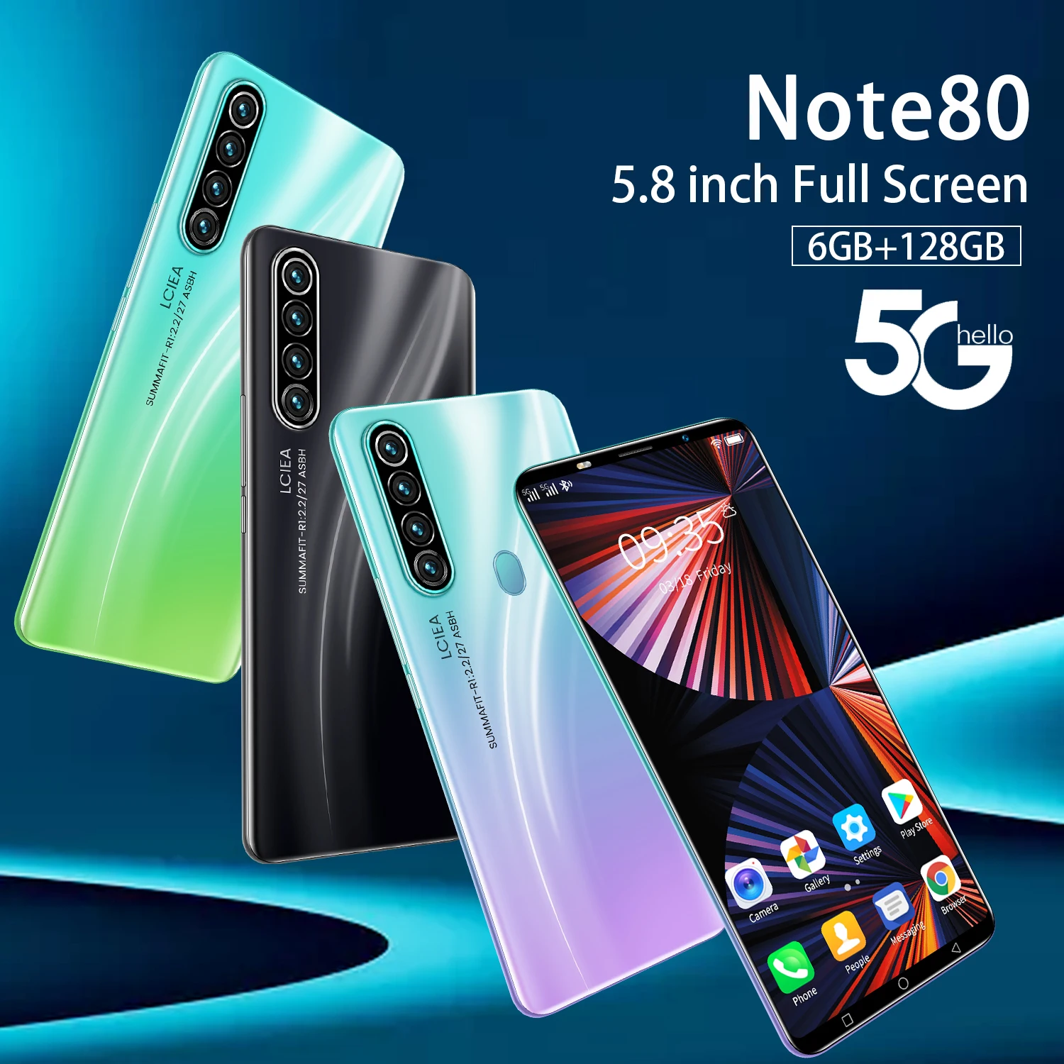 

Note80 5G Smartphone 5.8 Inch Screen Cellphone 18+21MP 8 Core Android 10.0 Unlock Mobilephone 4500mAh Battery Face ID Phone