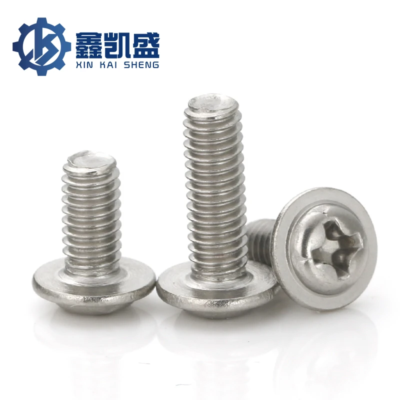 

GB818-W M3 100Pcs Environmental Protection Carbon Steel Nickel Silver Cross Round Head MachineBoltWithGasketStainlessSteel 304