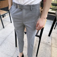 Suit trousers men's straight Hong Kong style nine-point trousers, small trousers, casual trousers, Korean version of Slim (2)