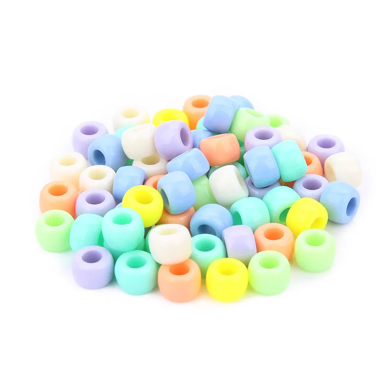 

200pcs/lot Large Hole Plastic Beads Mixed Colors Round Acrylic Beads for DIY Charm Beading Jewelry Making Findings