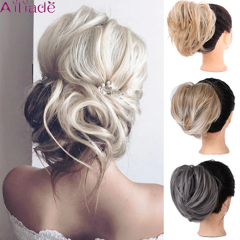 Эластичный прямой пончик шиньон AILIADE резинка из синтетических волос для обертка