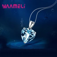 925 sterling silver cute heart pendant statement necklace for women girls party cz cubic zirconia fashion jewelry wholesale