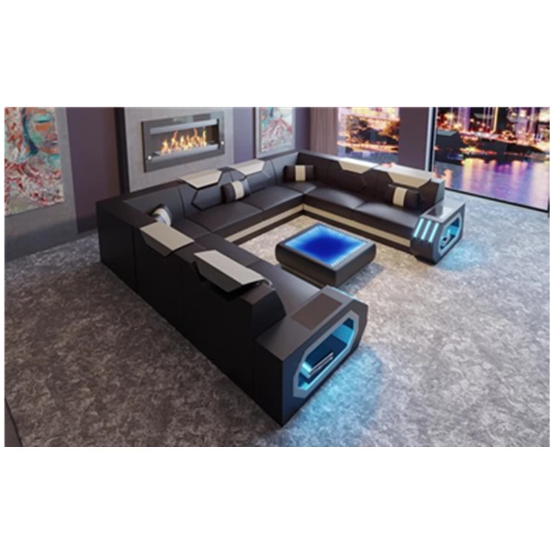 Оптовая Продажа Мебель для гостиной дешевый кожаный угловой диван набор 7