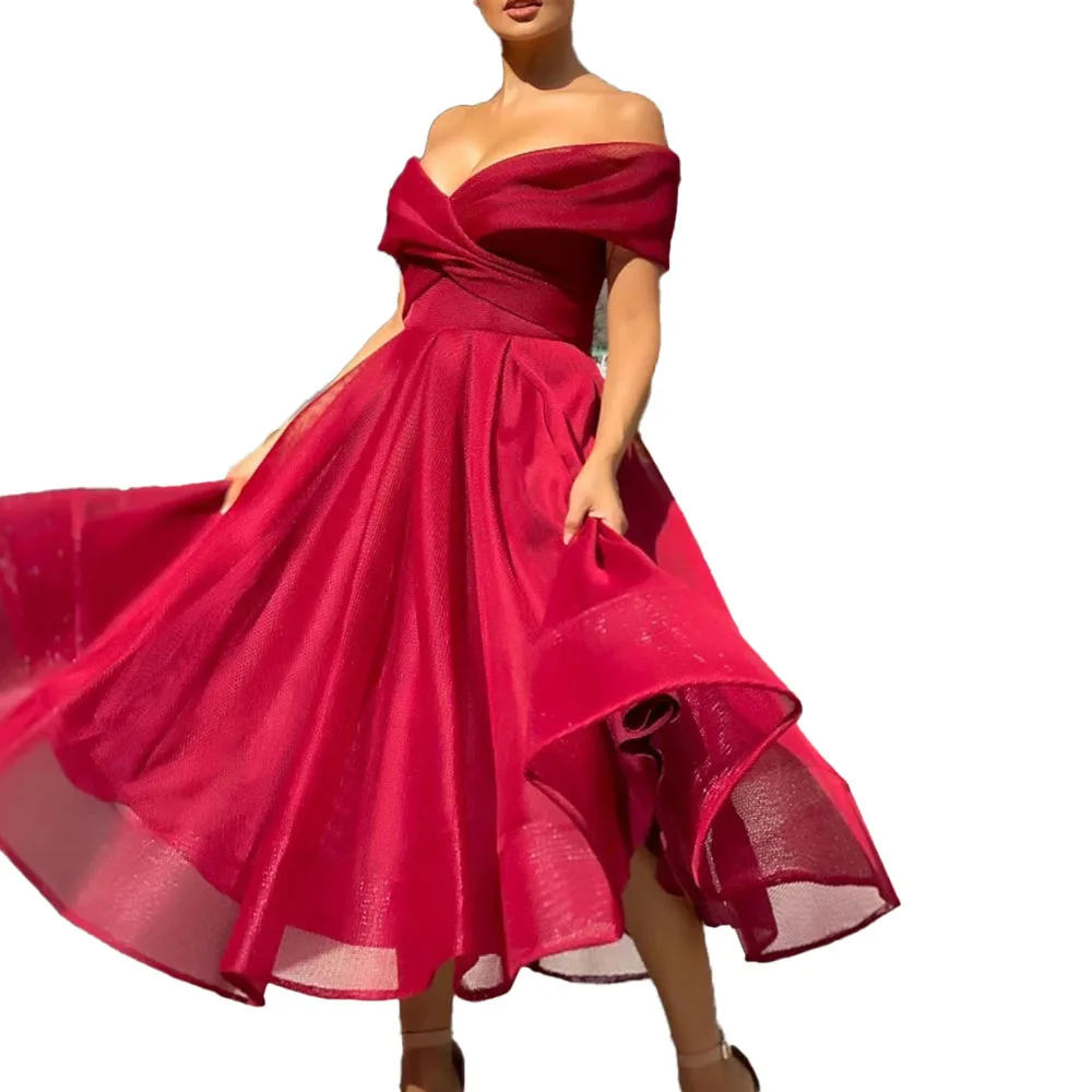 

Dress 2021 Summer New Women's Solid Casual Party Night Dress Club Off Shoulder Gown Elegant Backless Sexy Dress Birthday